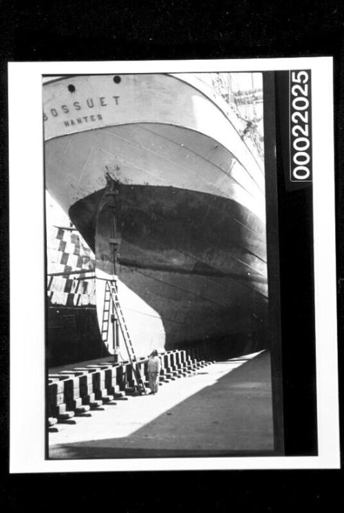 Three-masted full rigged French ship BOSSUET in dock at Newcastle and leaving port