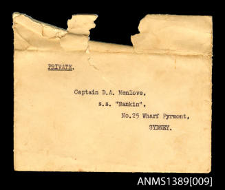 Envelope addressed to Captain Menlove