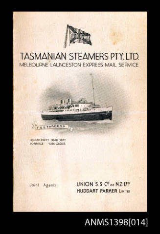 TSS TAROONA Dinner menu