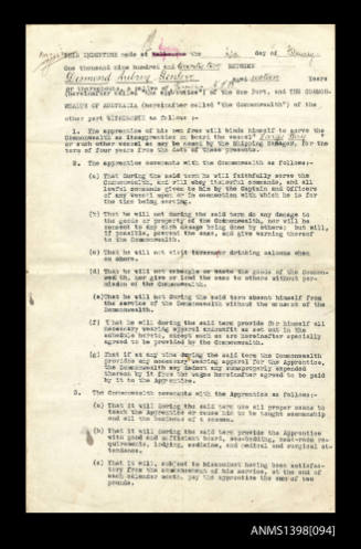 Indenture between Desmond Menlove and the Commonwealth of Australia