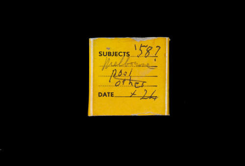 Kodak sliding tab for box of  Uncut roll of film marked with 1964 - 5 / Suva Cres: / Shark fishing / surfers