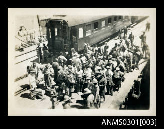Captured crew of enemy ships being evacuated from the port of Bandar Shapur, Iran