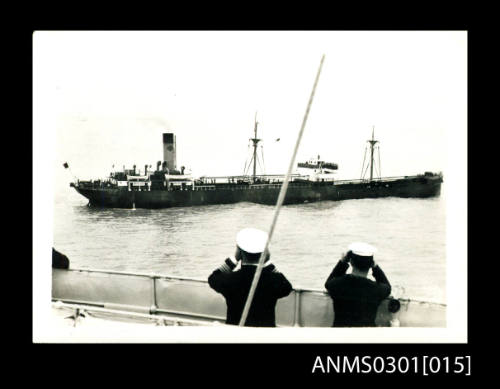 SS SYGNA, Norwegian cargo steamship, from HMAS KANIMBLA, April 1940