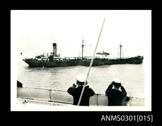 SS SYGNA, Norwegian cargo steamship, from HMAS KANIMBLA, April 1940