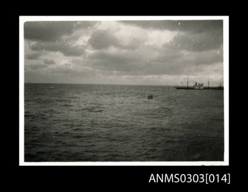 Rowing boat from HMS KANIMBLA in the ocean