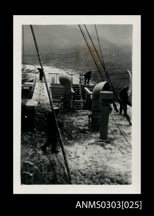 Snow or ice on HMS KANIMBLA at sea