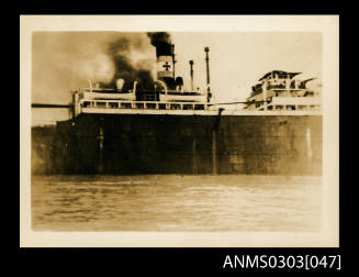 Attack of Bandar Shapur, German merchant ship HOHENFELS on fire