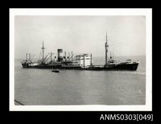 Salvaged German cargo ship HOHENFELS under way in Bandar Shapur.