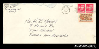 Envelope addressed to Mr H R Martin from Phil Nelson