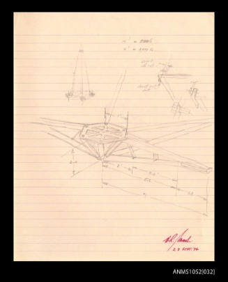 Drawings of catamaran components by Roy Martin