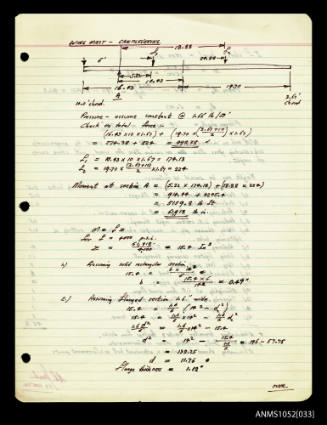 Handwritten notes by Roy Martin relating to the wing mast- cantilevering