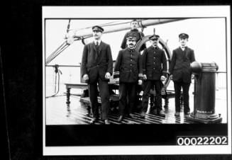 Captain and crew of the deck of the French barque TOURAINE