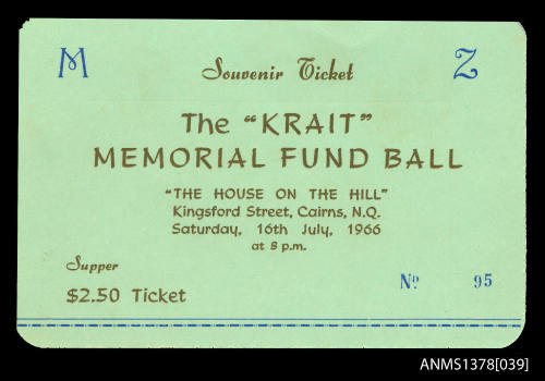 The KRAIT Memorial Fund Ball souvenir ticket