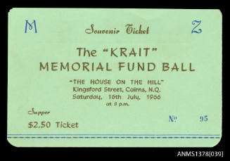 The KRAIT Memorial Fund Ball souvenir ticket