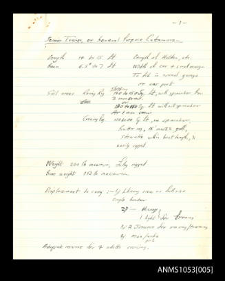 Notes relating to the Senior Trainer, or General Purpose catamaran