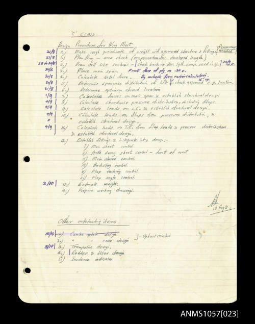 Notes by Roy Martin on C Class design procedures for the wing mast