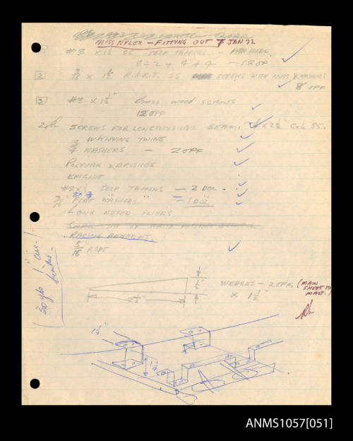 Notes by Roy Martin on fitting out MISS NYLEX