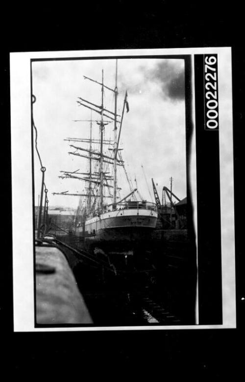 Three-masted barque SAINT BOGATIEN in dry dock