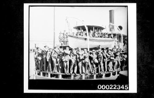 QUEEN MARY troops, deck of Sydney ferry KULGOA