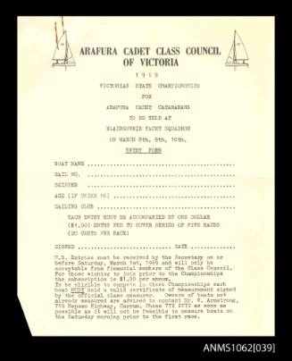 Documents relating to the Arafura Cadet Class Council of Victoria