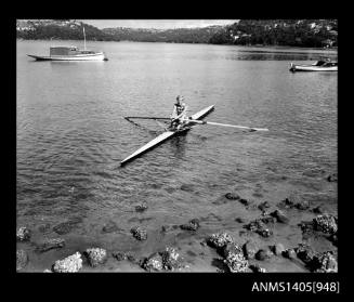 Negative depicting a rower from the Mosman Rowing Club