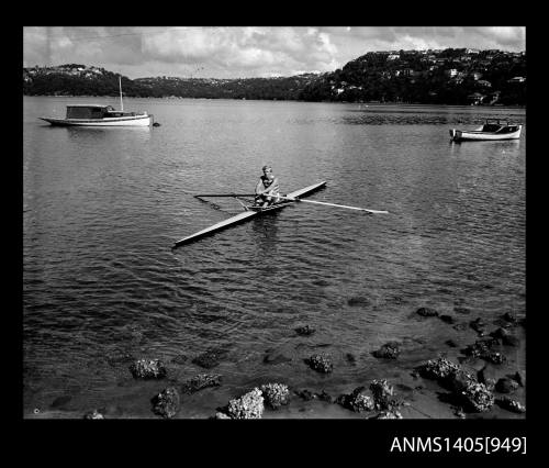 Negative depicting a rower from the Mosman Rowing Club