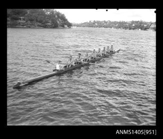 Negative depicting rowers from the Mosman Rowing Club