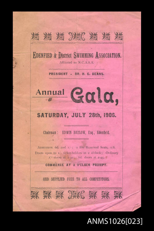 Program from Edenfield & District Swimming Association Annual Gala featuring Beatrice Kerr