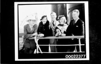 The cast and crew of 'Mystery Island' on board SS MORINDA at Walsh Bay in Sydney