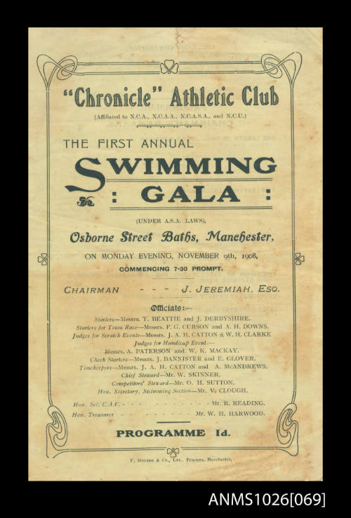 Program for a Chronicle Athletic Club Gala featuring Beatrice Kerr