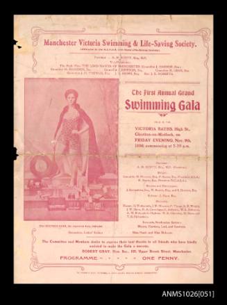Program for a Manchester Victoria Swimming & Life-Saving Societies Gala featuring Beatrice Kerr