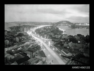 Negative depicting a night view of Sydney Harbour