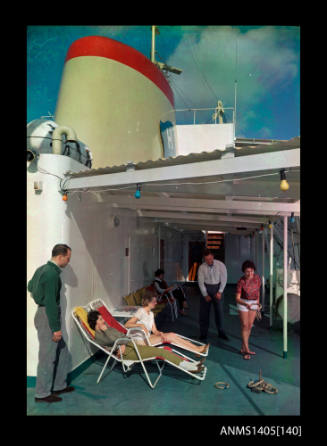 Transparency depicting the sports deck on board SS SAMOS