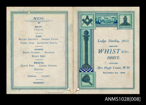 Whist drive card belonging to Beatrice Kerr