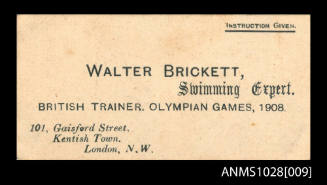 Calling card from Walter Brickett