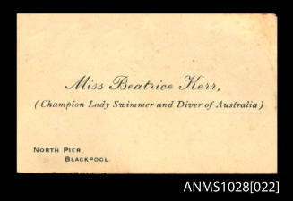 Calling card for Beatrice Kerr