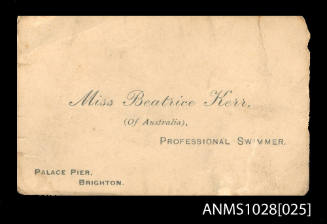 Calling card for Beatrice Kerr