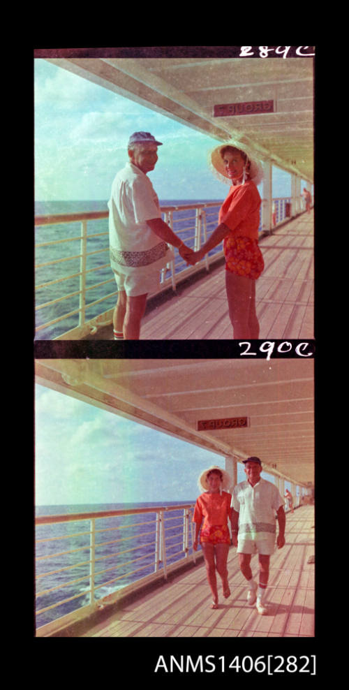 Transparency depicting a couple on board  SS ORIANA