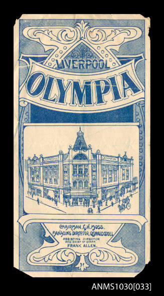 Program for the Liverpool Olympia, West Derby Road, 9 December 1907