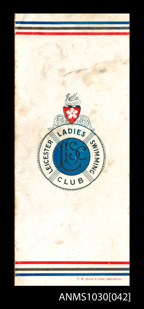 Program for Leicester Ladies Swimming Club Gala featuring Beatrice Kerr