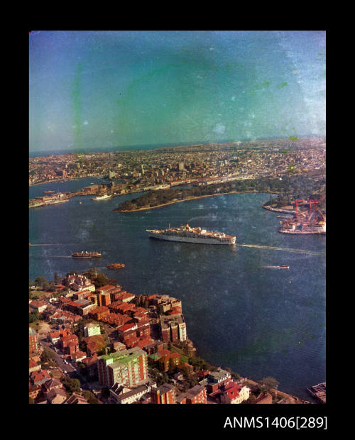 Transparency depicting SS ORIANA in Sydney Harbour