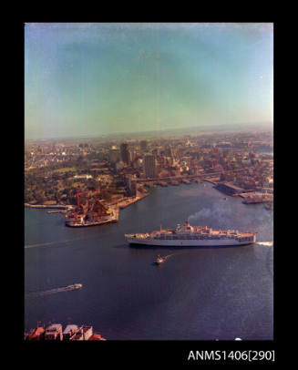 Transparency depicting SS ORIANA in Sydney Harbour