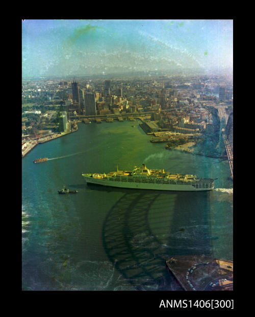 Transparency depicting SS ORIANA in Sydney Harbour