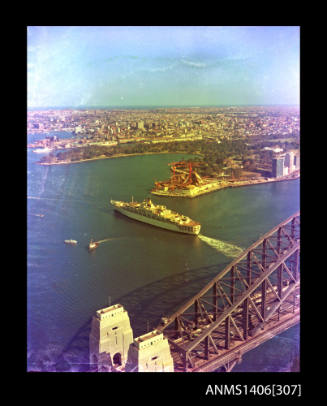 Transparency depicting SS ORIANA in Sydney Harbour