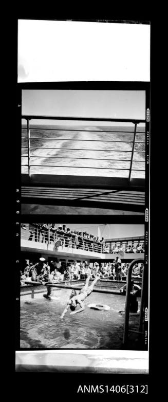 Negative depicting the pool of a P&O liner