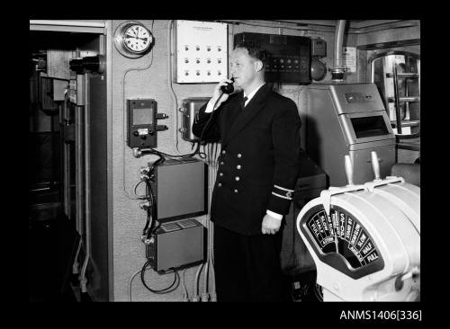 Negative depicting a crew member using equipment of the PRINCESS OF TASMANIA