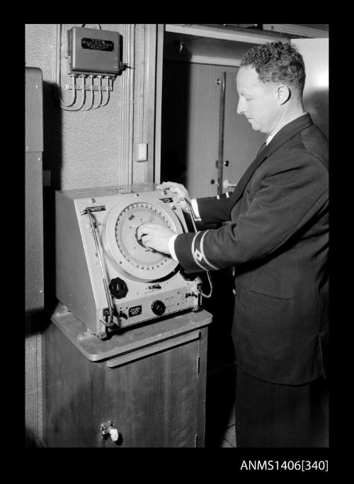 Negative depicting a crew member using equipment of the PRINCESS OF TASMANIA