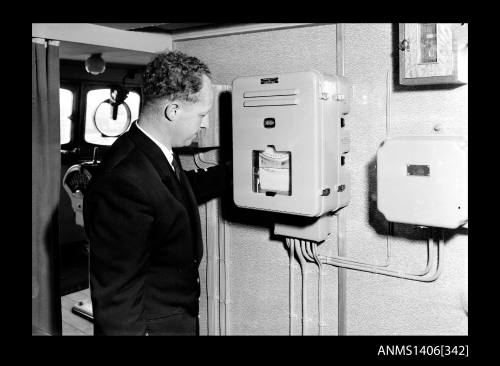 Negative depicting a crew member using equipment of the PRINCESS OF TASMANIA