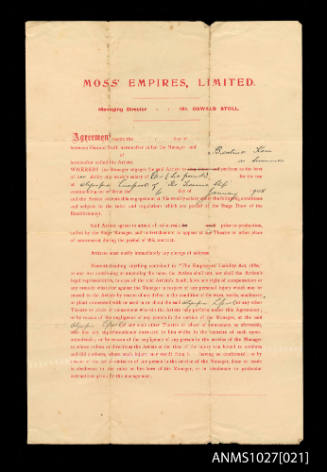 Contract document between Moss' Empires Limited and Beatrice Kerr