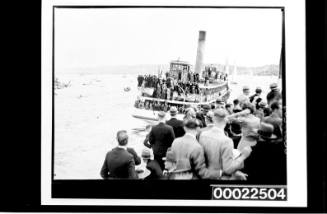 Ferries crowded with spectators, regatta on Sydney Harbour